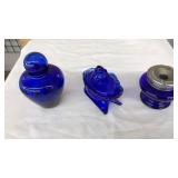 3PC. MARYLAND GLASS CO. COBALT BLUE DECOR