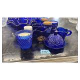 LOT OF ASST. COBALT BLUE GLASS DECOR