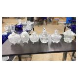 6 CRYSTAL CUT GLASS LIDDED DISHES