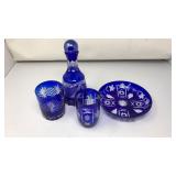 LOT OF VNTG. BOHEMIAN COBALT BLUE CUT GLASS