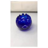 VNTG. BOHEMIAN COBALT BLUE RUFFLED BOWL