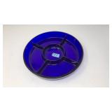 VNTG. COBALT BLUE DIVIDED SERVING TRAY