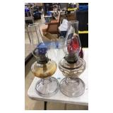 2 GLASS OIL LAMPS