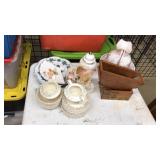 LOT OF ASST. HOUSEHOLD: PLATES, DECOR, PITCHER,ETC