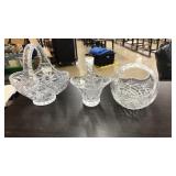 (3) CUT GLASS BASKETS