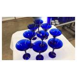 9 COBALT BLUE GLASS MARTINI GLASSES