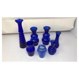 (7) COBALT BLUE VASES