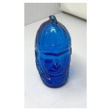 VNTG. COBALT BLUE GLASS NATIVE AMERICAN COIN BANK