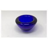 VNTG. COBALT BLUE BLOWN CANDLE VOTIVE