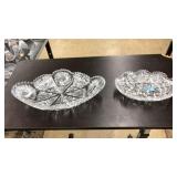2 CUT GLASS SERVING TRAYS