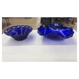 2 COBALT BLUE GLASS BOWLS