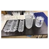 LOT OF LEAD CRYSTAL GLASS SERVINGWARE