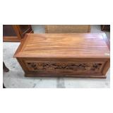 HAND CARVED WOOD STORAGE CHEST