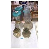 4 GLASS OIL LAMPS
