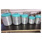VNTG. JUDSON ALUMINUM & TURQUOISE CANISTER SET