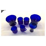 LOT OF SMALL COBALT BLUE GLASSES