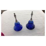 PAIR VNTG. COBALT BLUE AVON GLASS BELL PERFUMES