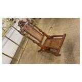 ANTQ. VICTORIAN WOODEN CAMPAIGN CHAIR W/CANE SEAT