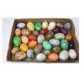 COLLECTION OF DECORATIVE POLISHED STONE EGGS