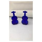 PAIR VNTG. COBALT BLUE GLASS VIOLIN BOTTLES