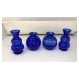 VNTG. INDIANA COBALT BLUE BEEHIVE VASES