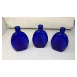 VNTG. COBALT BLUE STAR SPANGLE BANNER GLASS FLASKS