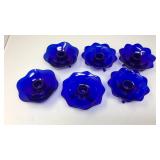 (6) COBALT BLUE GLASS FOOTED CANDLE HOLDER