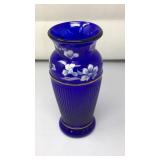 VNTG. FENTON COBALT BLUE HAND PAINTED VASE