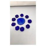 10 PC. COBALT BLUE GLASS SEASHELLS