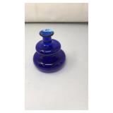VNTG. BLOWN GLASS COBALT BLUE STACKED BUBBLE VASE