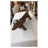VNTG. CAST IRON PAINTED DACHSHUND BOOT SCRAPER