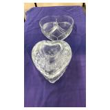 HOMCO GLASS HEART LIDDED DISH & DIVIDED HEART TRAY