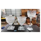 (3) SHANNON CRYSTAL GLASS CANDLE HURRICANE VOTIVES