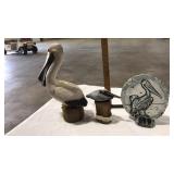 (3) PELICAN FIGURINES