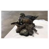 HAND CARVED/PAINTED WOOD DUCK ON BASE: DOLITTLE