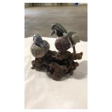 (2) HAND PAINTED WOOD DUCKS ON DRIFTWOOD BASE