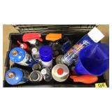 CRATE OF ASST. CHEMICALS, PROPANE TORCH FUEL, ETC