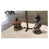 (2) PORCELAIN LIGHT HOUSES, ILLUMINATED