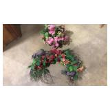 HOLIDAY WREATH & FAUX FLORALS IN BASKET