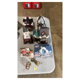 6 CHRISTMAS HOUSES & 2 SMALL ANIMAL FIGURINES