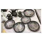 8PC NIPPON HAND PAINTED DRAGON PLATES