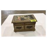 ANTQ. ORNATE WOOD MUSIC JEWELRY BOX
