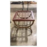 BRASS AND WOOD SIDE TABLE