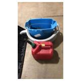 GAS CAN, OIL DRAIN PAN, BUCKET