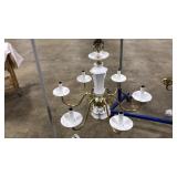 VNTG. 6 LIGHT BRASS & PORCELAIN CHANDELIER