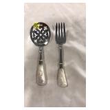 MOTHER OF PEARL HANDLE:FORK & TOMATO SERVER