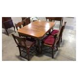 WILLIAM & MARY MAPLE DINING TABLE & 6 CHAIRS