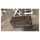 ANTQ. WOOD CRATE WITH HINGE LID