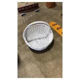 WHITE WICKER BASKET WITH HANDLE