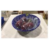 BLUE/WHITE SPECKLE CETERPIECE BOWL, MADE IN ITALY